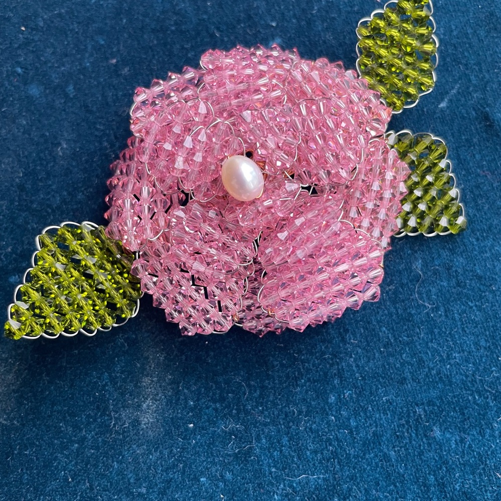 Mindy Lam Pink Beaded Flower Brooch